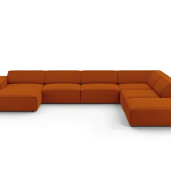 Coltar panoramic stanga 7 locuri, Jodie, Micadoni Home, BL, 364x262x70 cm, poliester, caramiziu imagine