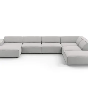 Coltar panoramic stanga 7 locuri, Jodie, Micadoni Home, BL, 364x262x70 cm, poliester, gri deschis imagine