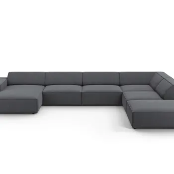 Coltar panoramic stanga 7 locuri, Jodie, Micadoni Home, BL, 364x262x70 cm, poliester, gri inchis imagine