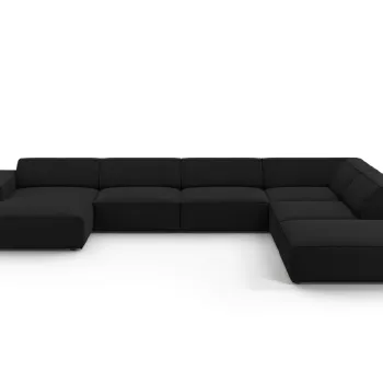 Coltar panoramic stanga 7 locuri, Jodie, Micadoni Home, BL, 364x262x70 cm, poliester, negru imagine