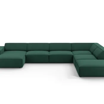 Coltar panoramic stanga 7 locuri, Jodie, Micadoni Home, BL, 364x262x70 cm, poliester, verde imagine