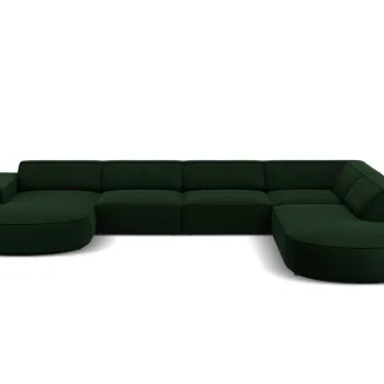 Coltar panoramic stanga 7 locuri, Jodie, Micadoni Home, BL, forma rotunjita, 364x262x70 cm, catifea, verde bottle imagine