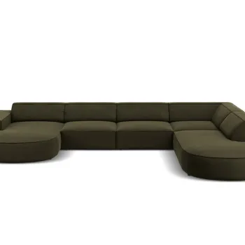 Coltar panoramic stanga 7 locuri, Jodie, Micadoni Home, BL, forma rotunjita, 364x262x70 cm, catifea, verde imagine