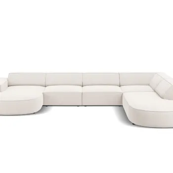 Coltar panoramic stanga 7 locuri, Jodie, Micadoni Home, BL, forma rotunjita, 364x262x70 cm, poliester, bej deschis imagine