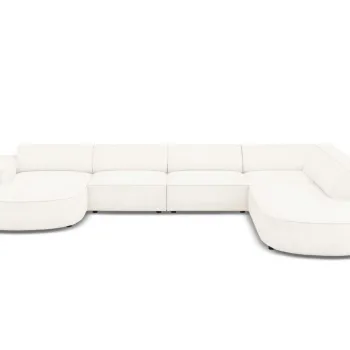 Coltar panoramic stanga 7 locuri, Jodie, Micadoni Home, BL, forma rotunjita, 364x262x70 cm, poliester Boucle, bej imagine