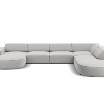 Coltar panoramic stanga 7 locuri, Jodie, Micadoni Home, BL, forma rotunjita, 364x262x70 cm, poliester, gri deschis imagine