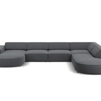 Coltar panoramic stanga 7 locuri, Jodie, Micadoni Home, BL, forma rotunjita, 364x262x70 cm, poliester, gri inchis imagine