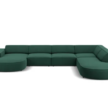 Coltar panoramic stanga 7 locuri, Jodie, Micadoni Home, BL, forma rotunjita, 364x262x70 cm, poliester, verde imagine