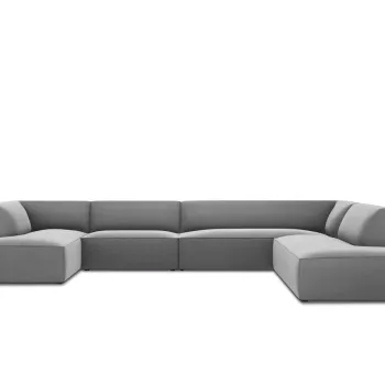 Coltar panoramic stanga 7 locuri, Ruby, Micadoni Home, BL, 366x273x69 cm, catifea, gri imagine