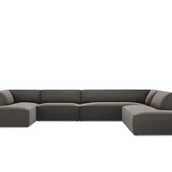 Coltar panoramic stanga 7 locuri, Ruby, Micadoni Home, BL, 366x273x69 cm, catifea, gri inchis imagine