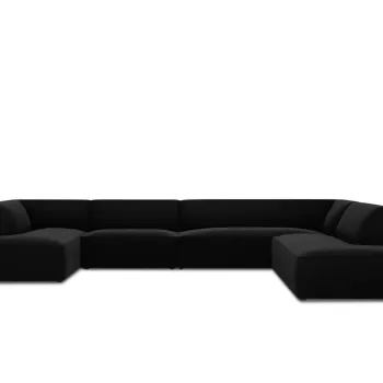 Coltar panoramic stanga 7 locuri, Ruby, Micadoni Home, BL, 366x273x69 cm, catifea, negru imagine