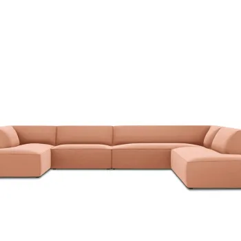 Coltar panoramic stanga 7 locuri, Ruby, Micadoni Home, BL, 366x273x69 cm, catifea, roz imagine