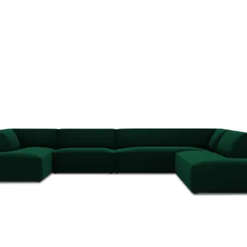 Coltar panoramic stanga 7 locuri, Ruby, Micadoni Home, BL, 366x273x69 cm, catifea, verde bottle imagine