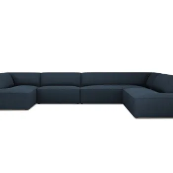 Coltar panoramic stanga 7 locuri, Ruby, Micadoni Home, BL, 366x273x69 cm, poliester, albastru navy imagine