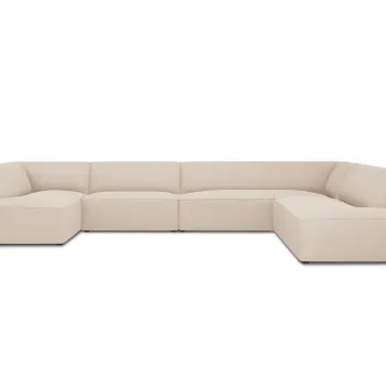Coltar panoramic stanga 7 locuri, Ruby, Micadoni Home, BL, 366x273x69 cm, poliester, bej imagine