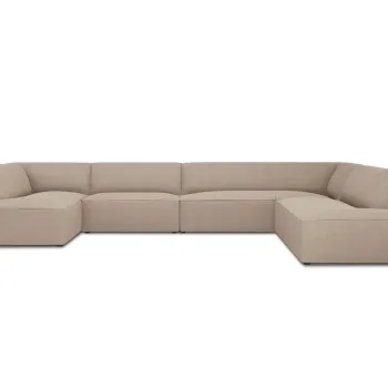 Coltar panoramic stanga 7 locuri, Ruby, Micadoni Home, BL, 366x273x69 cm, poliester, bej inchis imagine