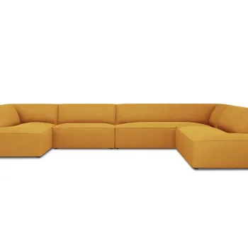 Coltar panoramic stanga 7 locuri, Ruby, Micadoni Home, BL, 366x273x69 cm, poliester, galben imagine