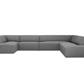 Coltar panoramic stanga 7 locuri, Ruby, Micadoni Home, BL, 366x273x69 cm, poliester, gri imagine