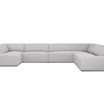 Coltar panoramic stanga 7 locuri, Ruby, Micadoni Home, BL, 366x273x69 cm, poliester, gri deschis imagine