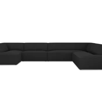 Coltar panoramic stanga 7 locuri, Ruby, Micadoni Home, BL, 366x273x69 cm, poliester, negru imagine