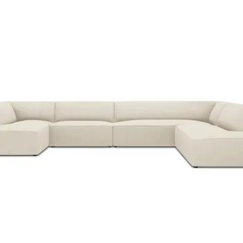 Coltar panoramic stanga 7 locuri, Ruby, Micadoni Home, BL, 366x273x69 cm, velur, bej deschis imagine