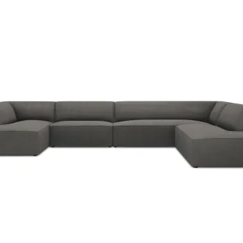 Coltar panoramic stanga 7 locuri, Ruby, Micadoni Home, BL, 366x273x69 cm, velur, gri inchis imagine