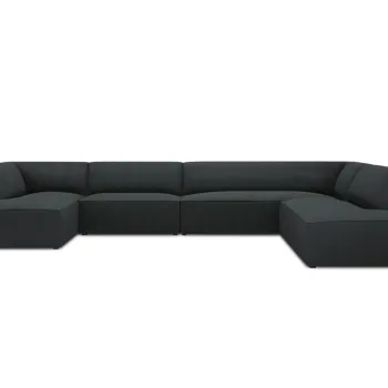 Coltar panoramic stanga 7 locuri, Ruby, Micadoni Home, BL, 366x273x69 cm, velur, negru imagine