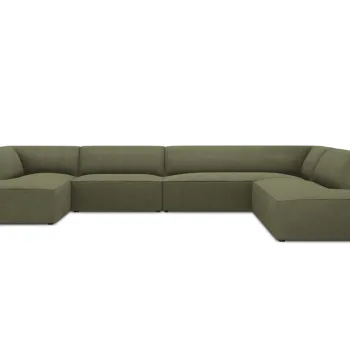 Coltar panoramic stanga 7 locuri, Ruby, Micadoni Home, BL, 366x273x69 cm, velur, verde imagine