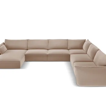 Coltar panoramic stanga 8 locuri, Kaelle, Micadoni Home, BL, 384x284x85 cm, catifea, bej imagine