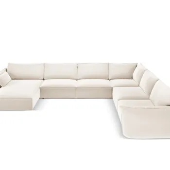 Coltar panoramic stanga 8 locuri, Kaelle, Micadoni Home, BL, 384x284x85 cm, catifea, bej deschis imagine