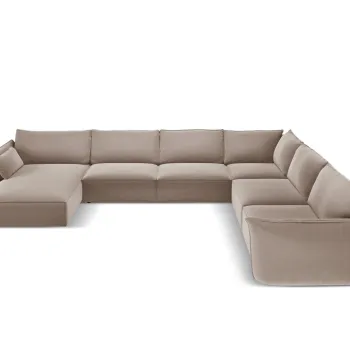 Coltar panoramic stanga 8 locuri, Kaelle, Micadoni Home, BL, 384x284x85 cm, catifea, cappuccino imagine
