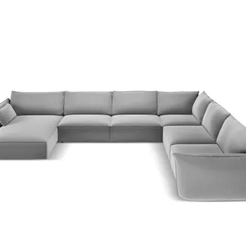 Coltar panoramic stanga 8 locuri, Kaelle, Micadoni Home, BL, 384x284x85 cm, catifea, gri imagine