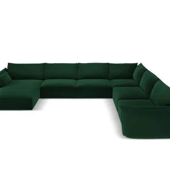Coltar panoramic stanga 8 locuri, Kaelle, Micadoni Home, BL, 384x284x85 cm, catifea, verde bottle imagine