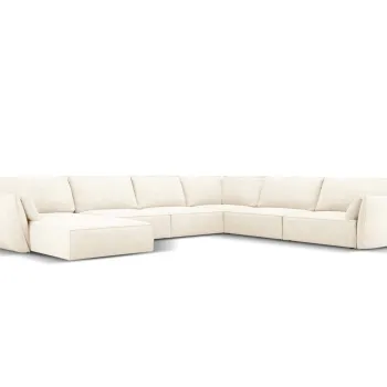 Coltar panoramic stanga 8 locuri, Kaelle, Micadoni Home, BL, 384x284x85 cm, poliester chenille, bej deschis imagine