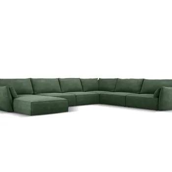 Coltar panoramic stanga 8 locuri, Kaelle, Micadoni Home, BL, 384x284x85 cm, poliester chenille, verde bottle imagine