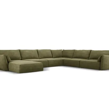 Coltar panoramic stanga 8 locuri, Kaelle, Micadoni Home, BL, 384x284x85 cm, poliester chenille, verde imagine