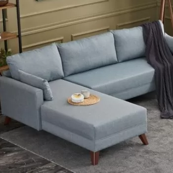 Coltar pe dreapta Bella Soft Kose Koltuk, Balcab Home, 275x165x85 cm, lemn, albastru imagine