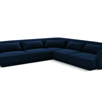 Coltar reversibil 5 locuri, Tulum, Cosmopolitan Design, 255x255x70 cm, catifea, albastru regal imagine