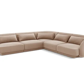 Coltar reversibil 5 locuri, Tulum, Cosmopolitan Design, 255x255x70 cm, catifea, bej imagine