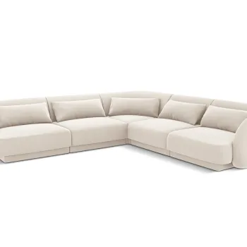 Coltar reversibil 5 locuri, Tulum, Cosmopolitan Design, 255x255x70 cm, catifea, bej deschis imagine