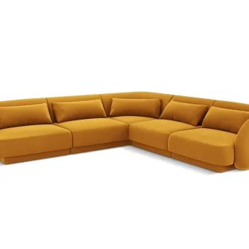 Coltar reversibil 5 locuri, Tulum, Cosmopolitan Design, 255x255x70 cm, catifea, galben imagine
