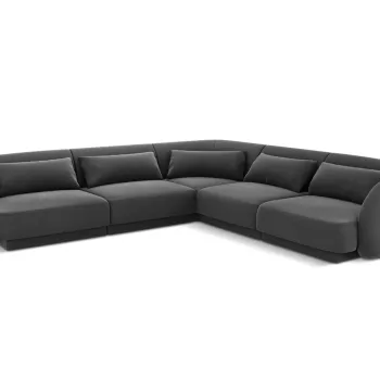 Coltar reversibil 5 locuri, Tulum, Cosmopolitan Design, 255x255x70 cm, catifea, gri imagine