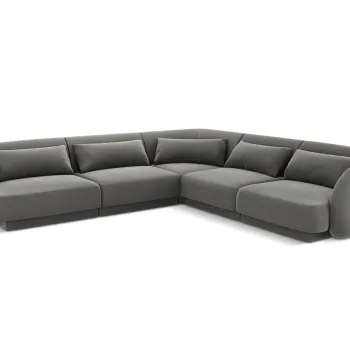 Coltar reversibil 5 locuri, Tulum, Cosmopolitan Design, 255x255x70 cm, catifea, gri deschis imagine