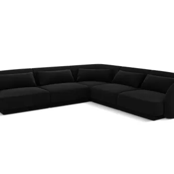 Coltar reversibil 5 locuri, Tulum, Cosmopolitan Design, 255x255x70 cm, catifea, negru imagine