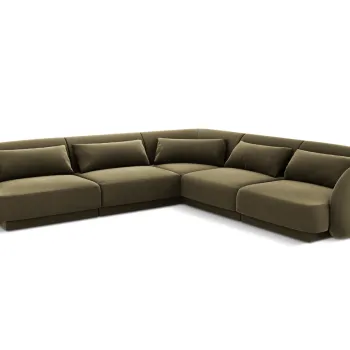 Coltar reversibil 5 locuri, Tulum, Cosmopolitan Design, 255x255x70 cm, catifea, verde imagine