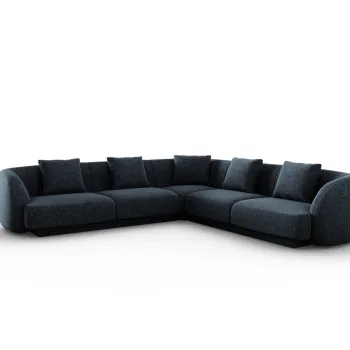 Coltar reversibil 5 locuri, Tulum, Cosmopolitan Design, 255x255x70 cm, tesatura chenille, albastru regal imagine