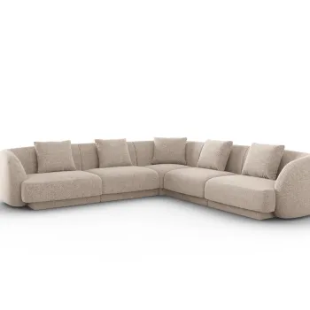 Coltar reversibil 5 locuri, Tulum, Cosmopolitan Design, 255x255x70 cm, tesatura chenille, bej imagine