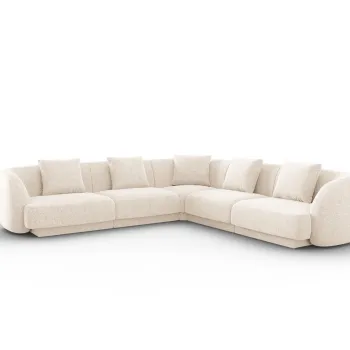 Coltar reversibil 5 locuri, Tulum, Cosmopolitan Design, 255x255x70 cm, tesatura chenille, bej deschis imagine