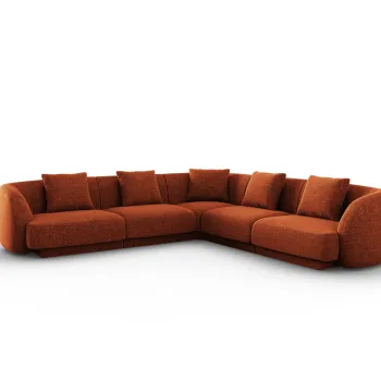 Coltar reversibil 5 locuri, Tulum, Cosmopolitan Design, 255x255x70 cm, tesatura chenille, teracota imagine