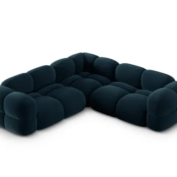 Coltar simetric 4 locuri, Loretto, Cosmopolitan Design, 250x250x68 cm, catifea, albastru petrol inchis imagine